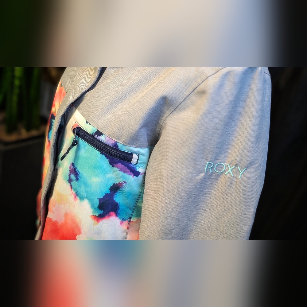 Roxy Grey Color Splatter Snowboard Jacket XS